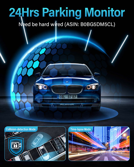 Dash Cam Front and Rear 4K, Built-in 5GHz WiFi GPS Speed, FOCUWAY T6 Dual Dash Camera for Cars Superb Night Vision, Super-Capacitor, 24Hrs Parking Monitor, WDR, Type C