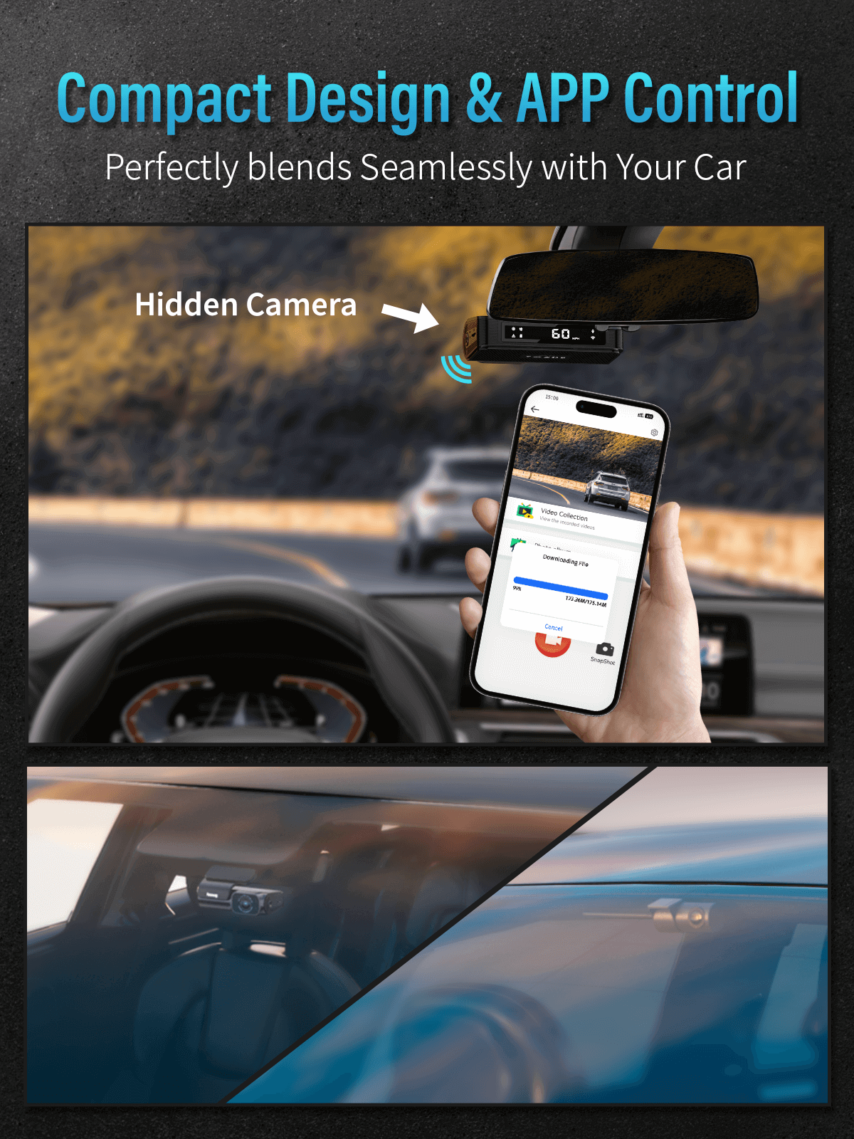 Dash Cam Front and Rear 4K, Builtin 5GHz WiFi GPS Speed, FOCUWAY T6 D