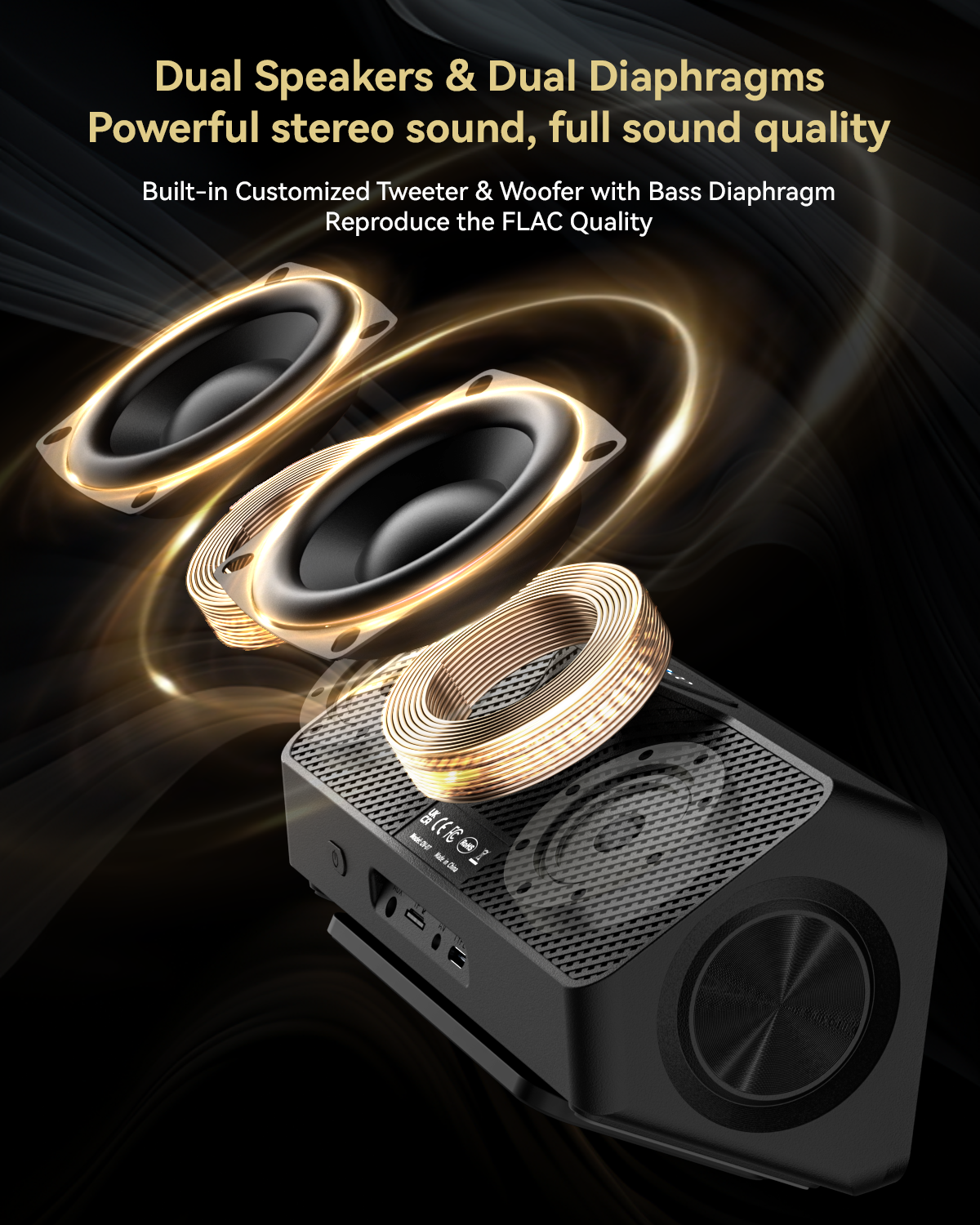 Focuway Portable Smartscreen HiFi Stereo, Built-in Customized Speakers ...