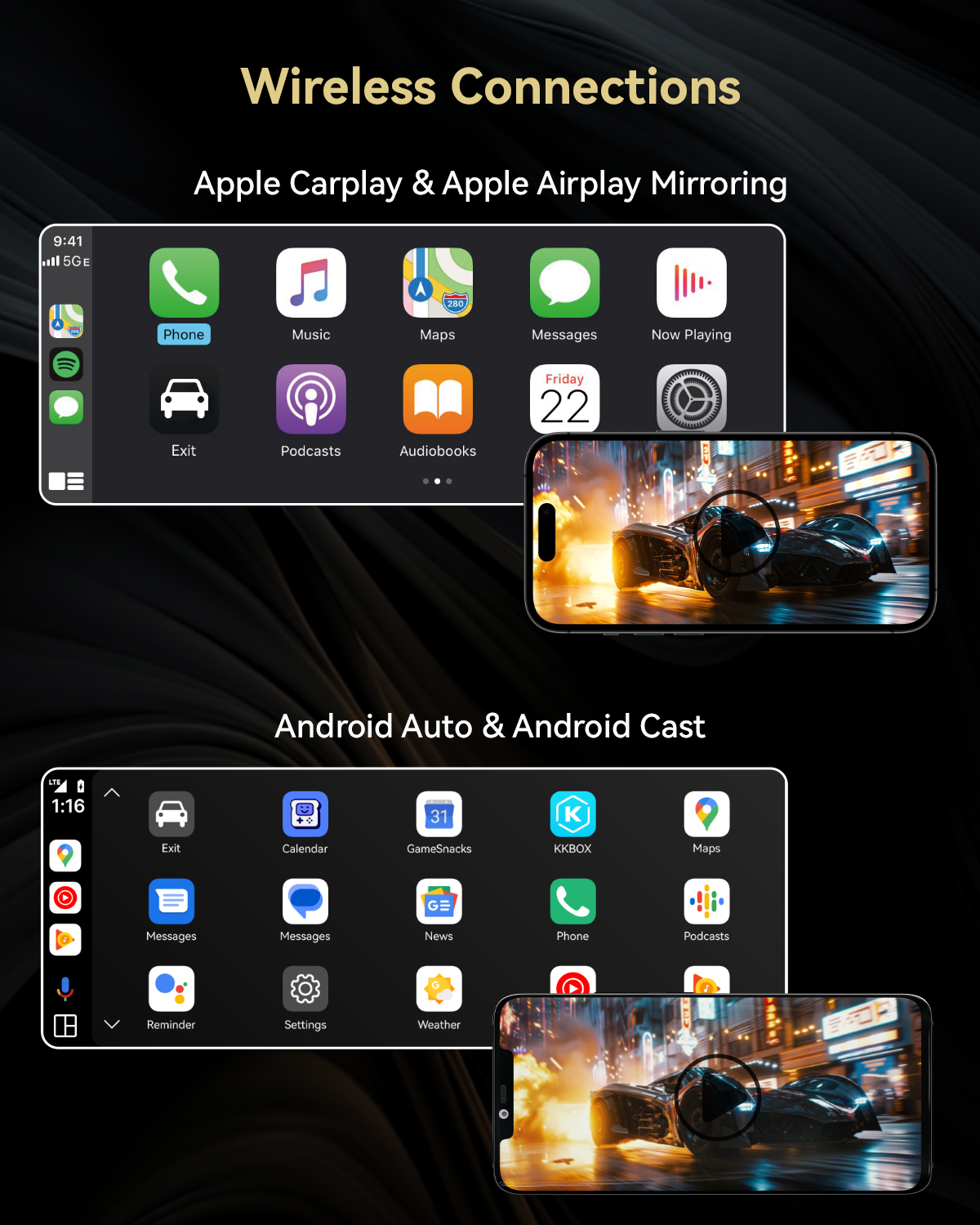 Focuway Portable Smartscreen HiFi Stereo, Built-in Customized Speakers ...