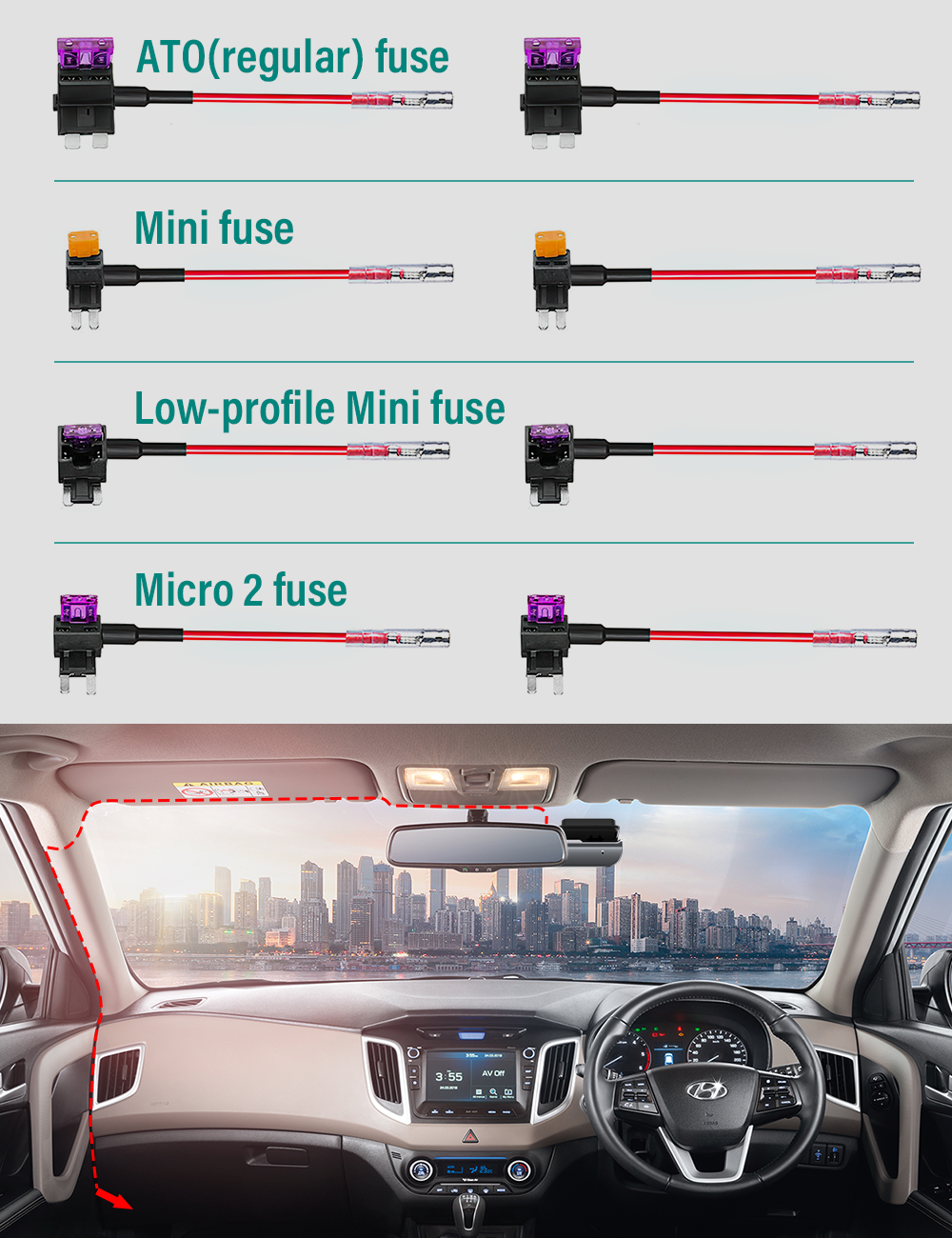 Focuway Hardwire Kit for T5, T6, D2 Duo, L7 Dash Cam– focuway Focuway Hardwire Kit for T5, T6, D2 Duo, L7 Dash Cam– focuway